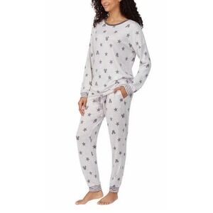 NEW DISNEY Women's Size‎ L Cozy Lounge Set Pajamas Grey Mickey Mouse Top & Pants